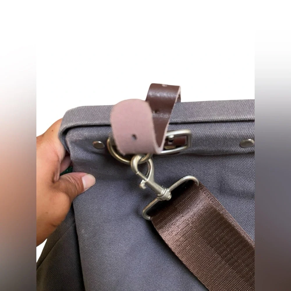 Line of Trade No. 0312 Canvas Weekender Duffel Bag Gray Leather Carry On Tote